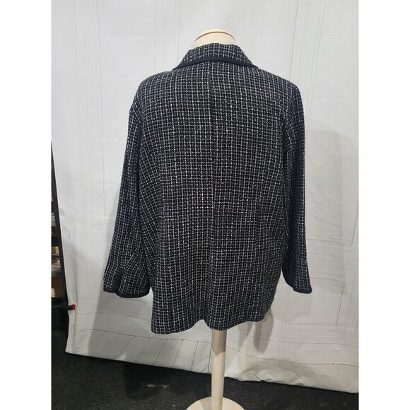 Maggie Barnes SZ 20W Suit Jacket Open Front Tweed Black White NEW Business - Picture 5 of 10